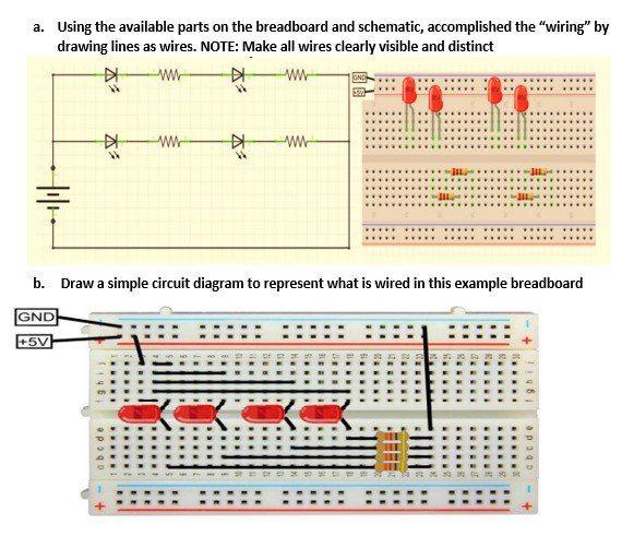 Solved a. Using the available parts on the breadboard and