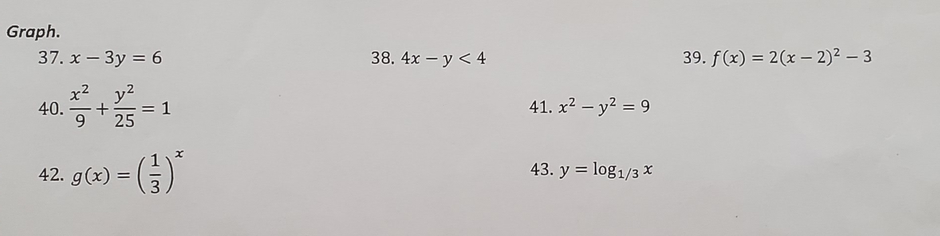 Solved Graph. 37. x−3y=6 38. 4x−y