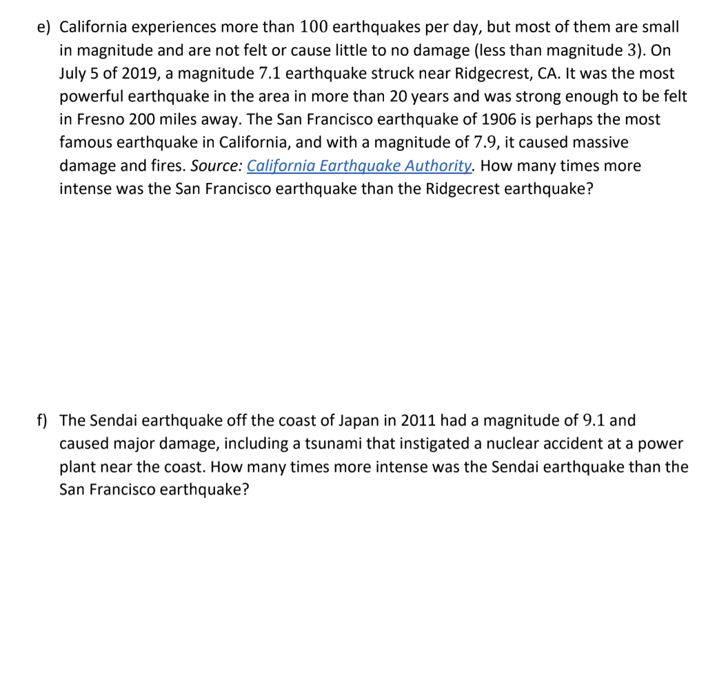 Solved The Richter scale is a logarithmic function developed | Chegg.com