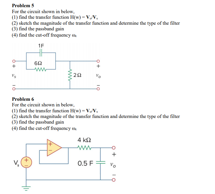 Solved Problem 5 For the circuit shown in below, (1) find | Chegg.com