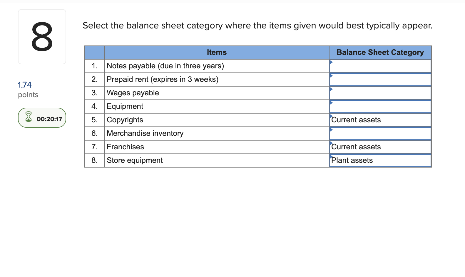 solved-select-the-balance-sheet-category-where-the-items-chegg