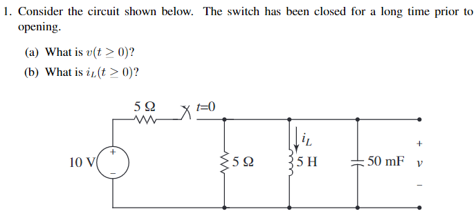 Solved 1. Consider the circuit shown below. The switch has | Chegg.com