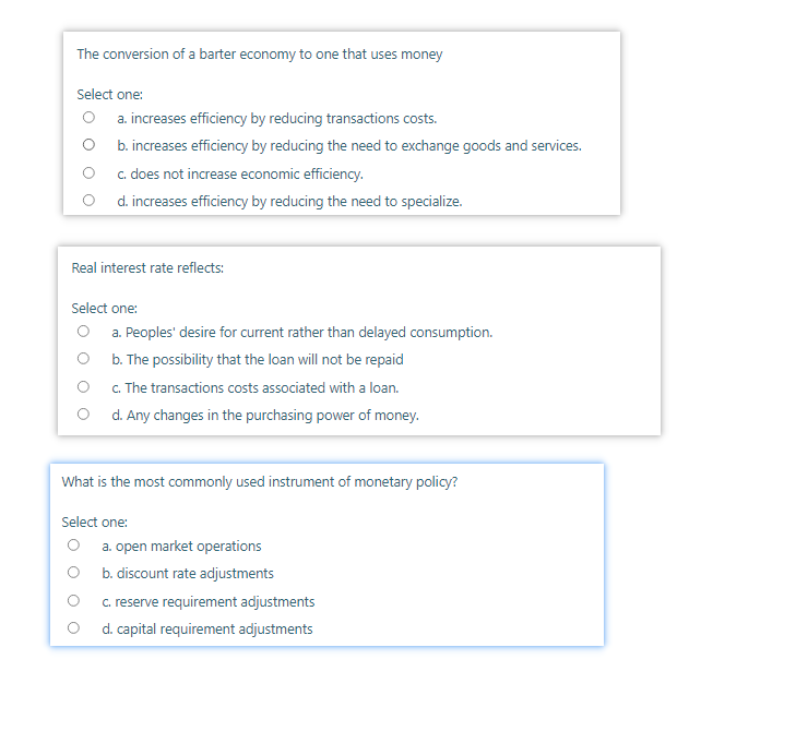 Solved The conversion of a barter economy to one that uses
