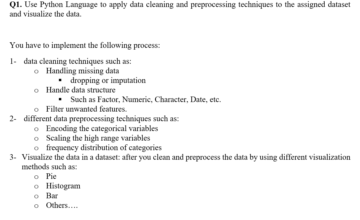 Q1. Use Python Language to apply data cleaning and | Chegg.com