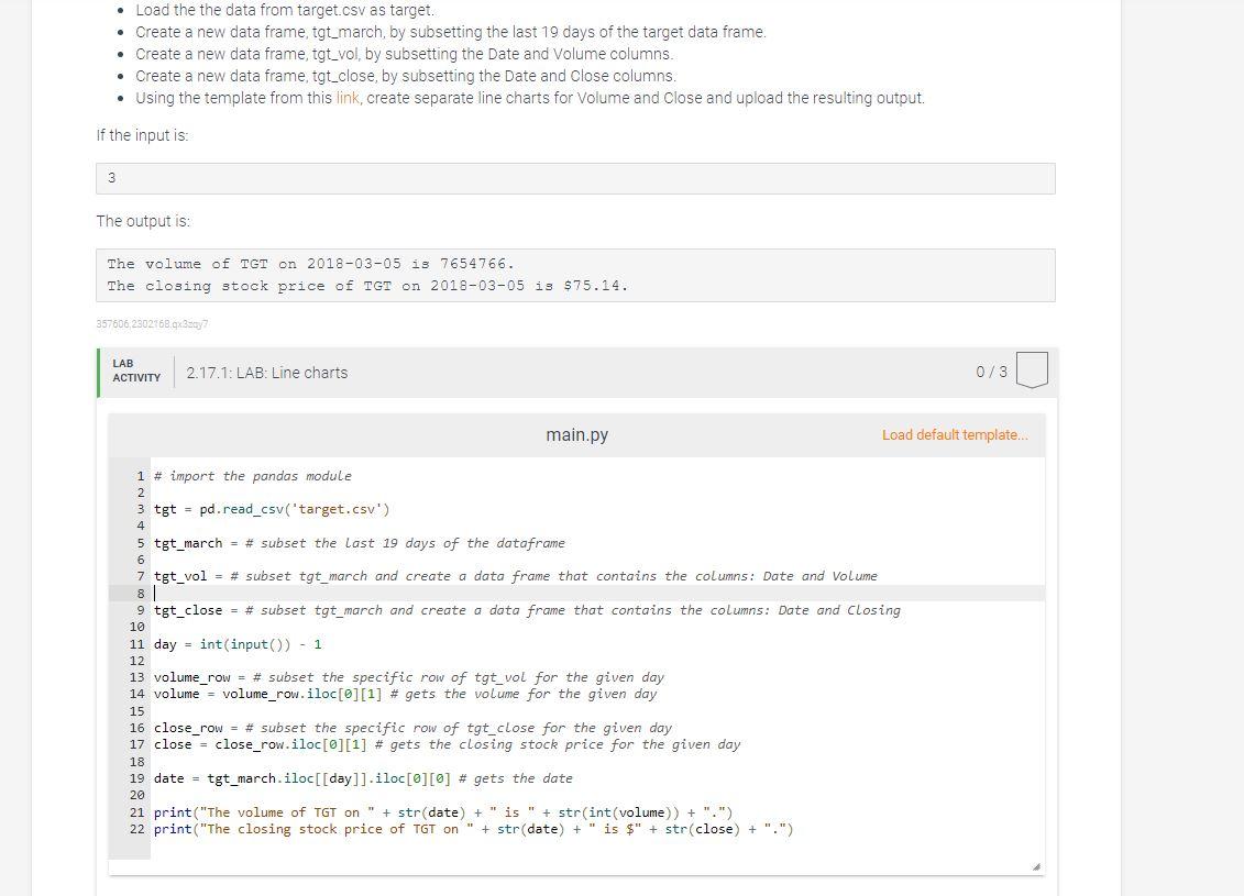 Solved Load the the data from target.csv as target. Chegg