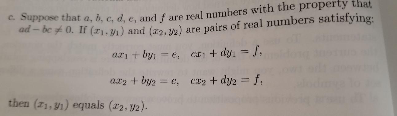 Solved c. Suppose that a,b,c,d,e, and f are real numbers | Chegg.com