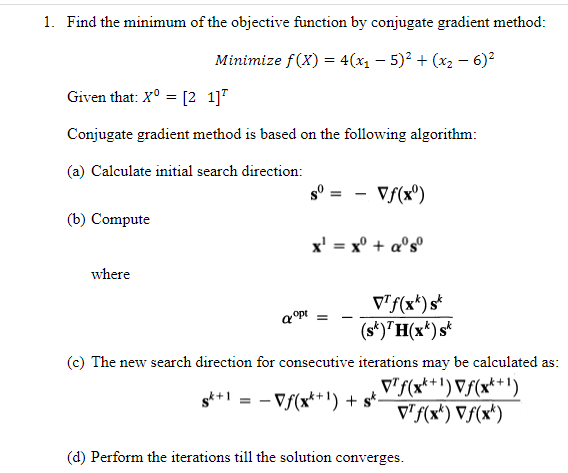 1 Find The Minimum Of The Objective Function By C Chegg Com