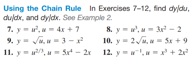 Solved Using the Chain Rule In Exercises 7–12, find dyldu, | Chegg.com