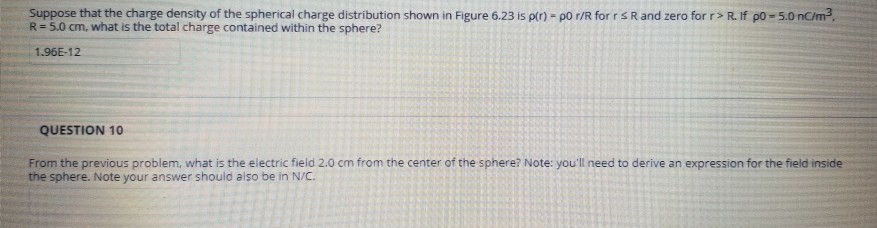 Solved Suppose that the charge density of the spherical | Chegg.com