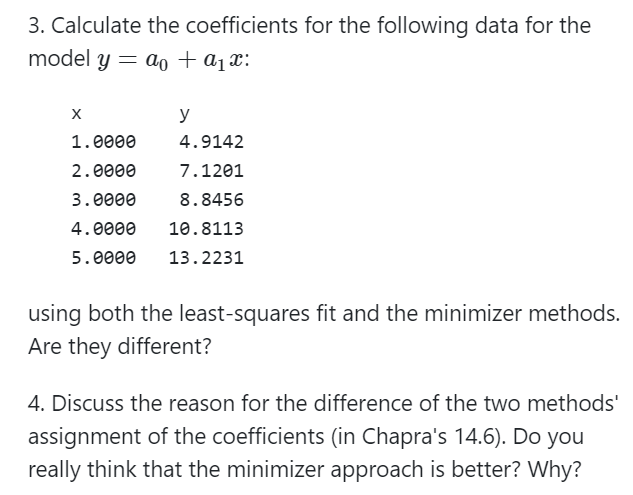 1. Come up with a linear) data-set (of 5 to 10 | Chegg.com