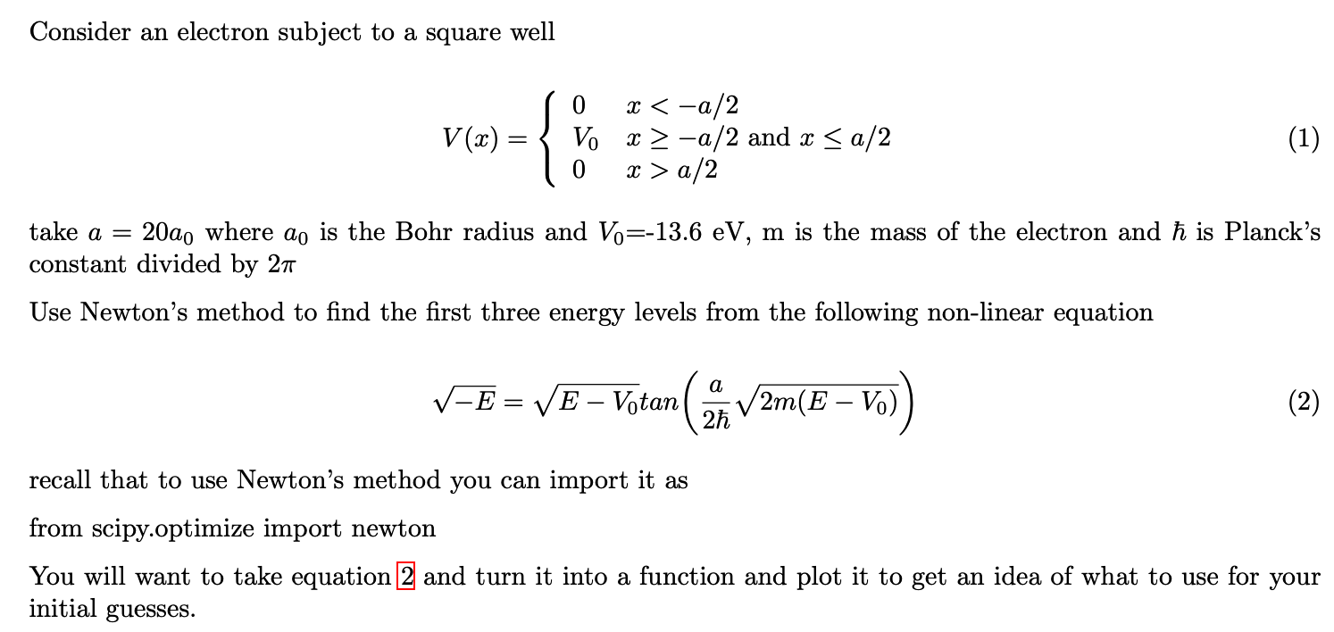 Consider an electron subject to a square well | Chegg.com