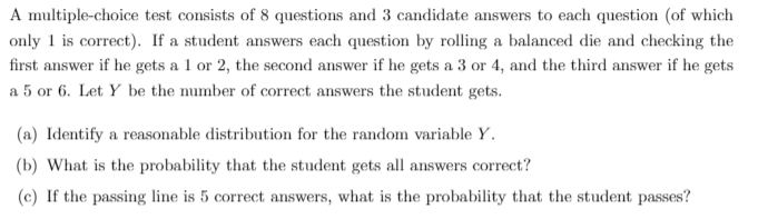 Solved A multiple-choice test consists of 8 questions and 3 | Chegg.com