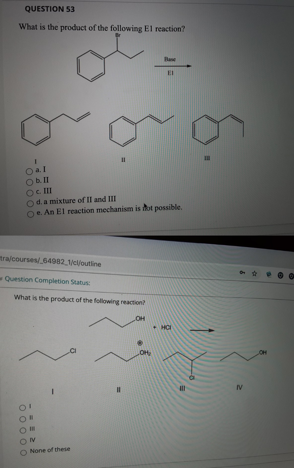 Solved QUESTION 53 What is the product of the following El | Chegg.com