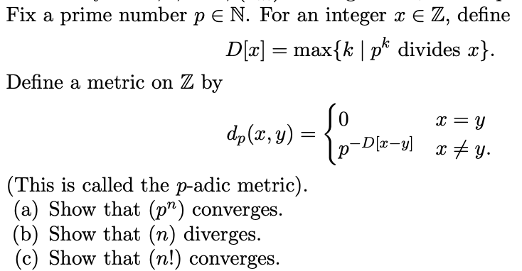 Solved Fix A Prime Number P E N For An Integer X Z De Chegg Com