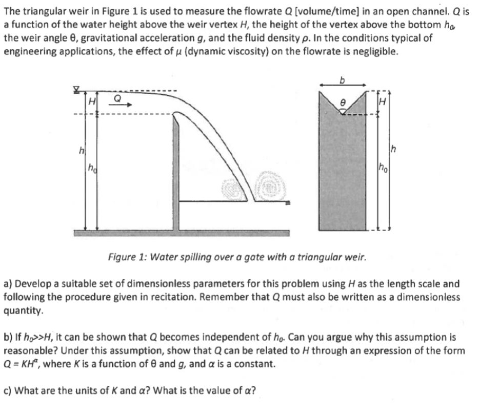 The triangular weir in Figure 1 is used to measure
