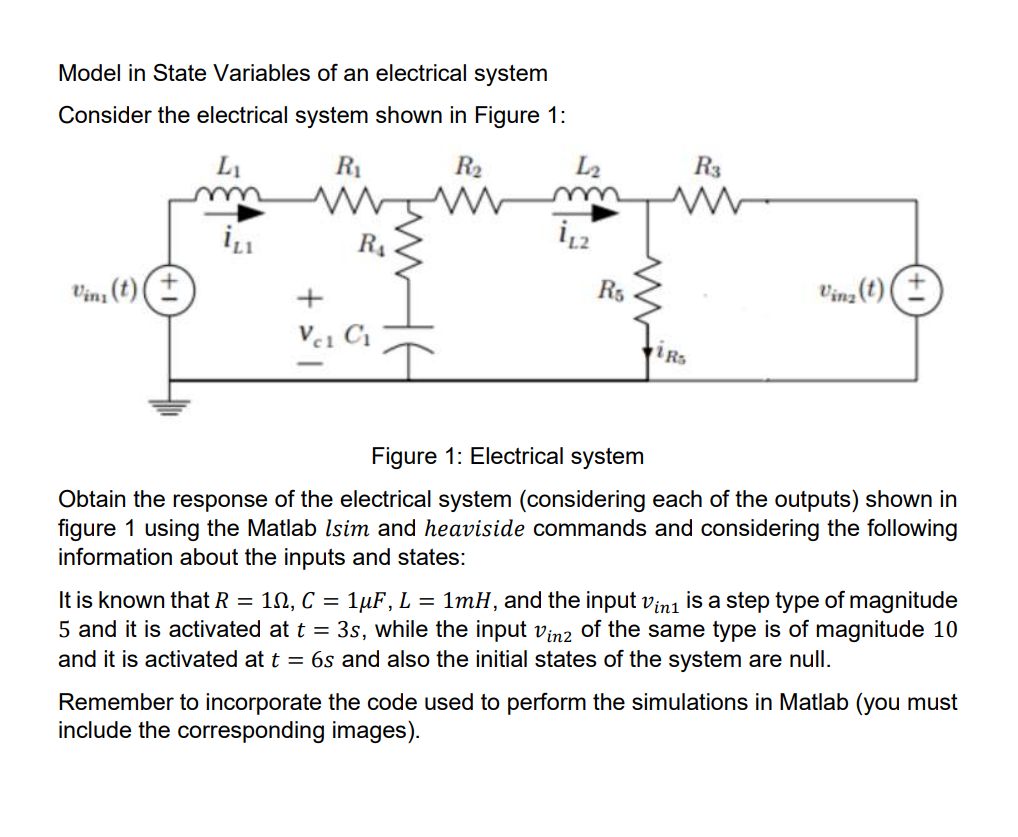 Solved Model in State Variables of an electrical system | Chegg.com