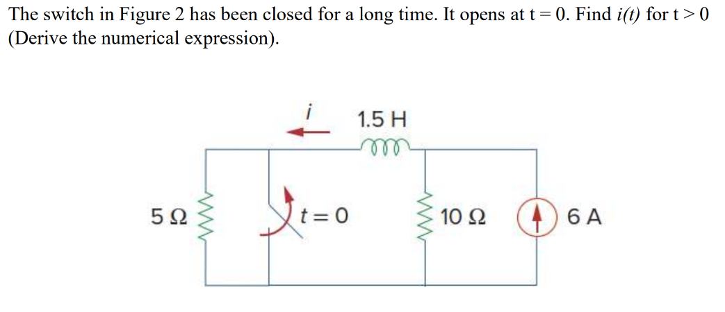 Solved The switch in Figure 2 has been closed for a long | Chegg.com