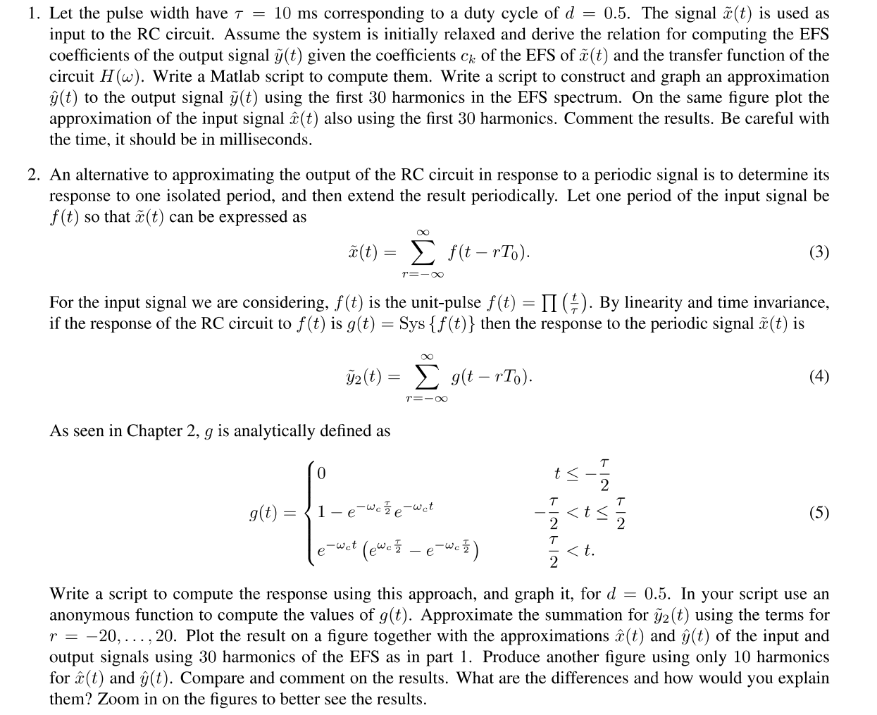 Matlab Problem 10 Marks Consider The Rc Circuit Chegg Com