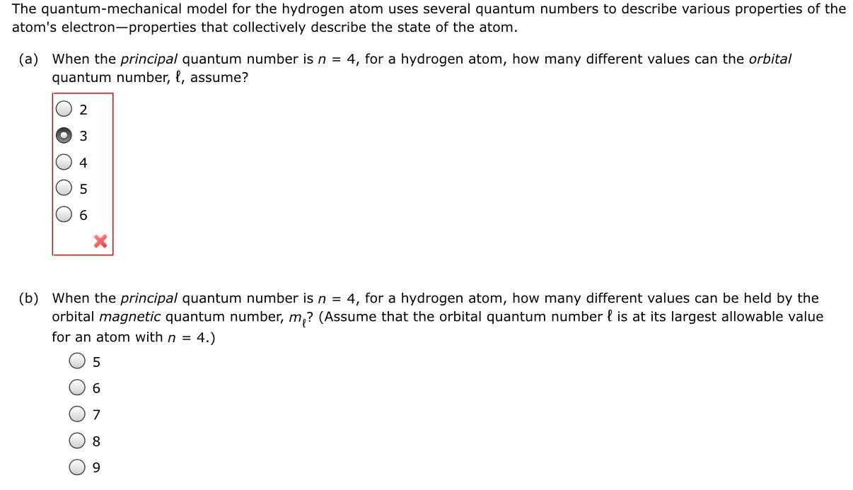 Solved The Quantum-mechanical Model For The Hydrogen Atom | Chegg.com