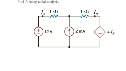 Solved Find Io using nodal analysis. Ι, 1 ΚΩ ww 1 ΚΩ Ιο 12V | Chegg.com