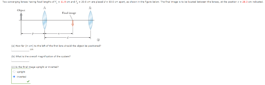 Solved Two Converging Lenses Having Focal Lengths Of F