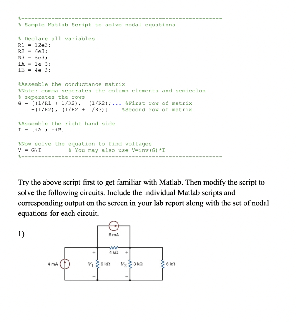 Solved in this lab we will use matlab to solve matrix chegg