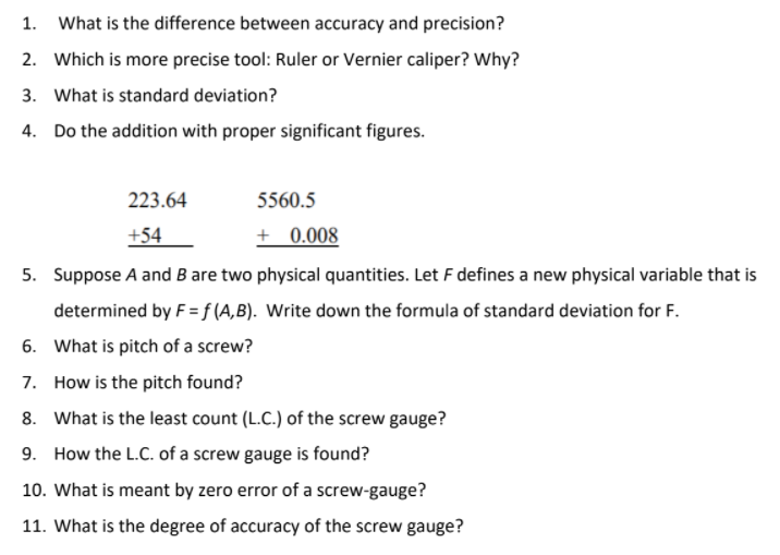 Solved 1. What is the difference between accuracy and | Chegg.com
