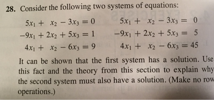 Solved Consider the following two systems of equations: | Chegg.com