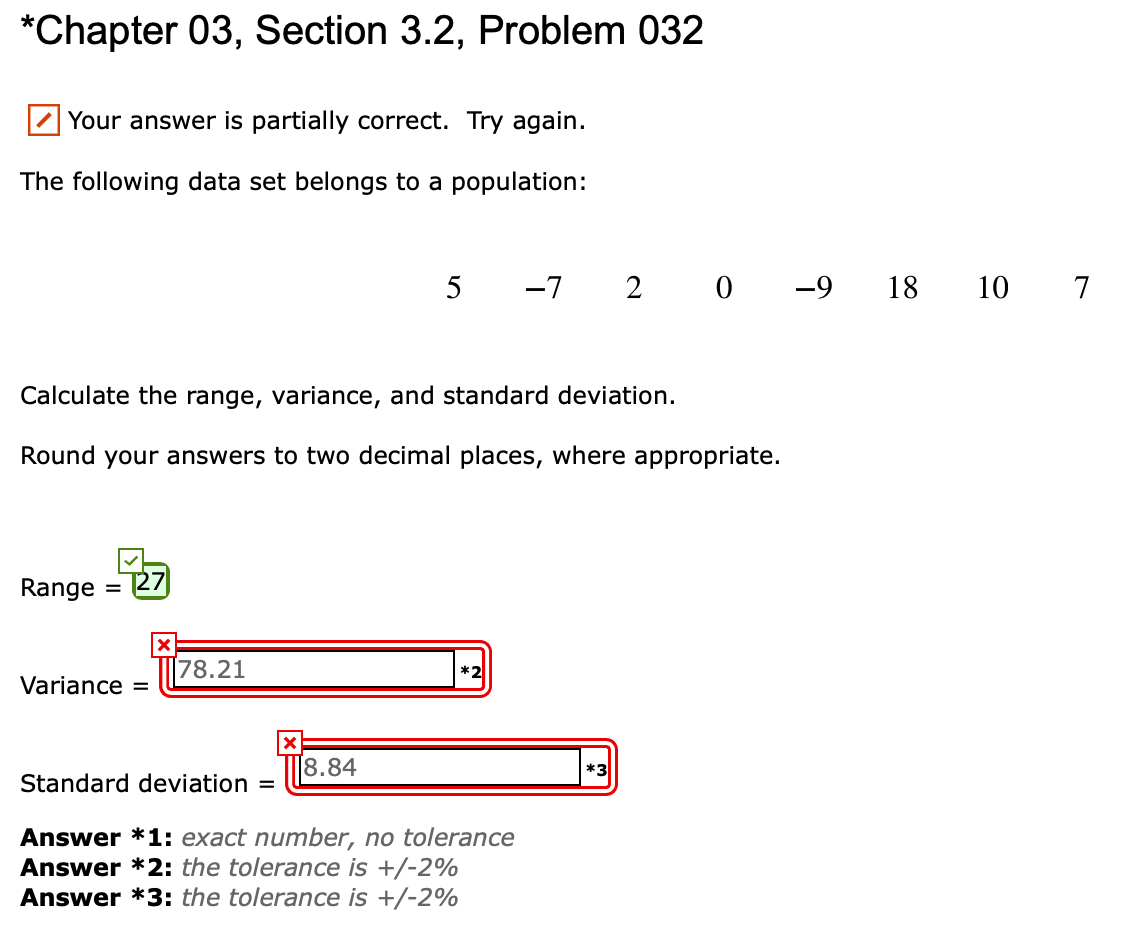 Solved *Chapter 03, Section 3.2, Problem 032 Your answer is | Chegg.com