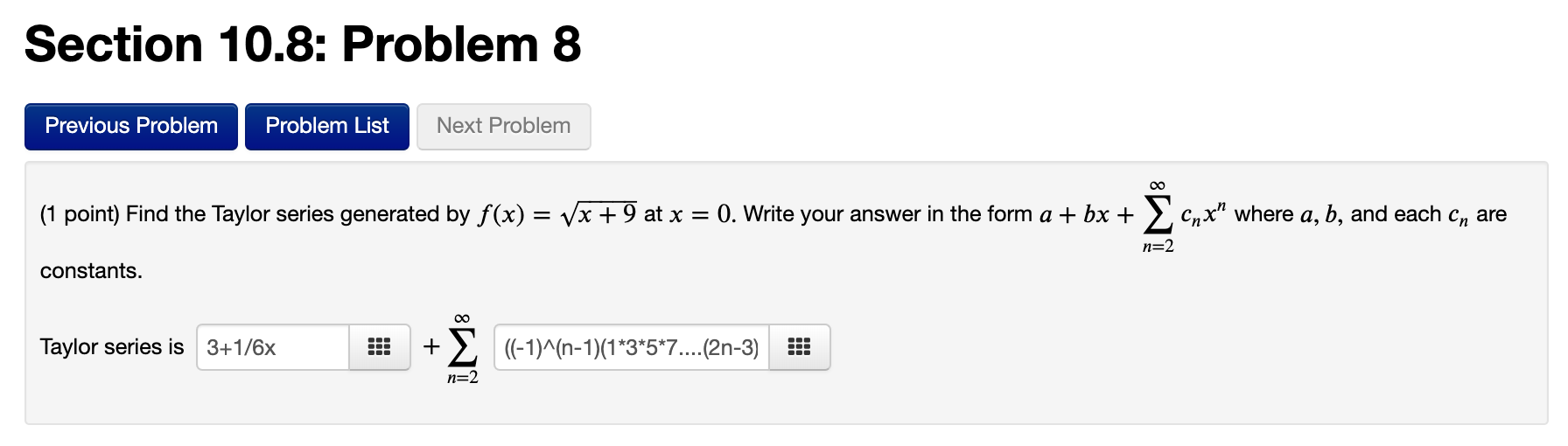 Solved Section 10.8: Problem 8 Previous Problem Problem List | Chegg.com