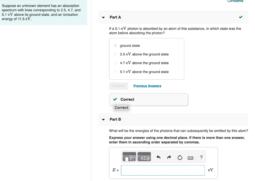 Solved Constants Suppose an unknown element has an | Chegg.com