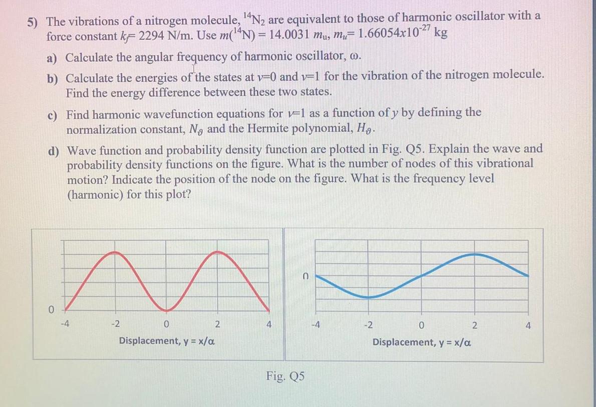 Solved 5 The Vibrations Of A Nitrogen Molecule L N2 Are Chegg Com