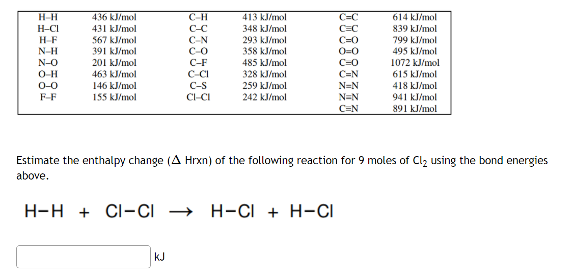 Solved H H H Ci H F N H N O 0 H 0 0 F F 436 Kj Mol 431 Kj Chegg Com