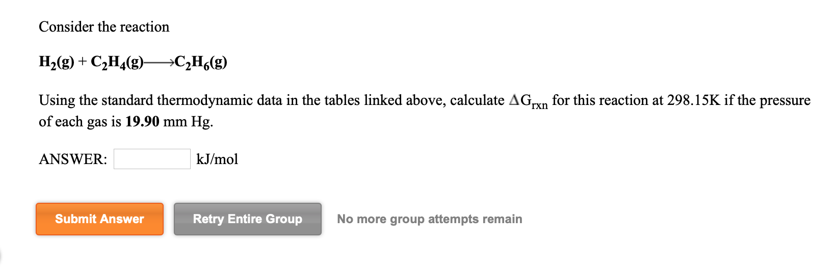 Solved Consider the reaction H2 g C2H4 g C2H6 g Using Chegg