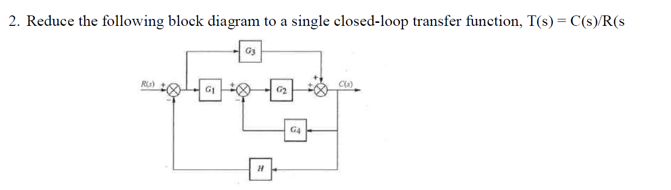 Solved 2. Reduce the following block diagram to a single | Chegg.com