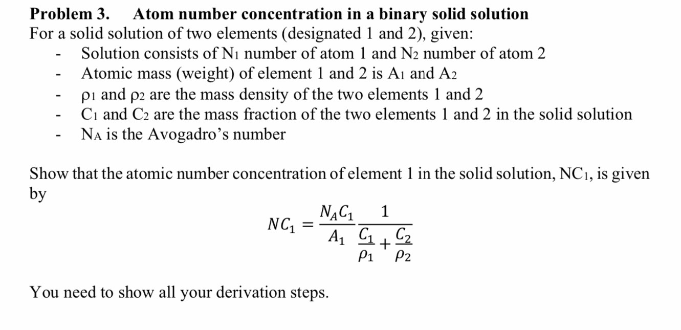 Solved Problem 3 For a solid solution of two elements