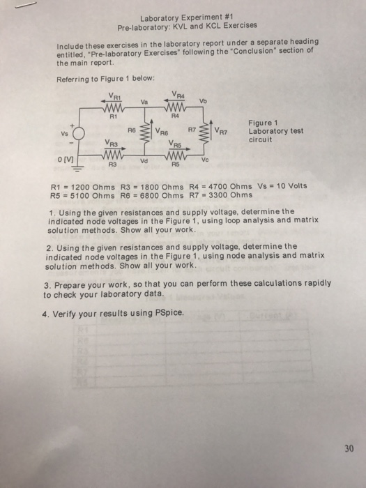 Solved Laboratory Experiment 1 Pre Laboratory Kvl And Kcl