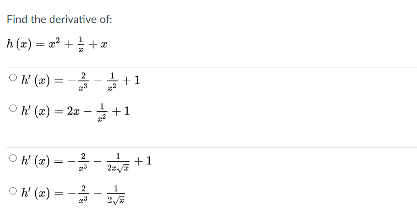 Solved Find The Derivative Of H X X2 3 X Oh A 2 Chegg Com