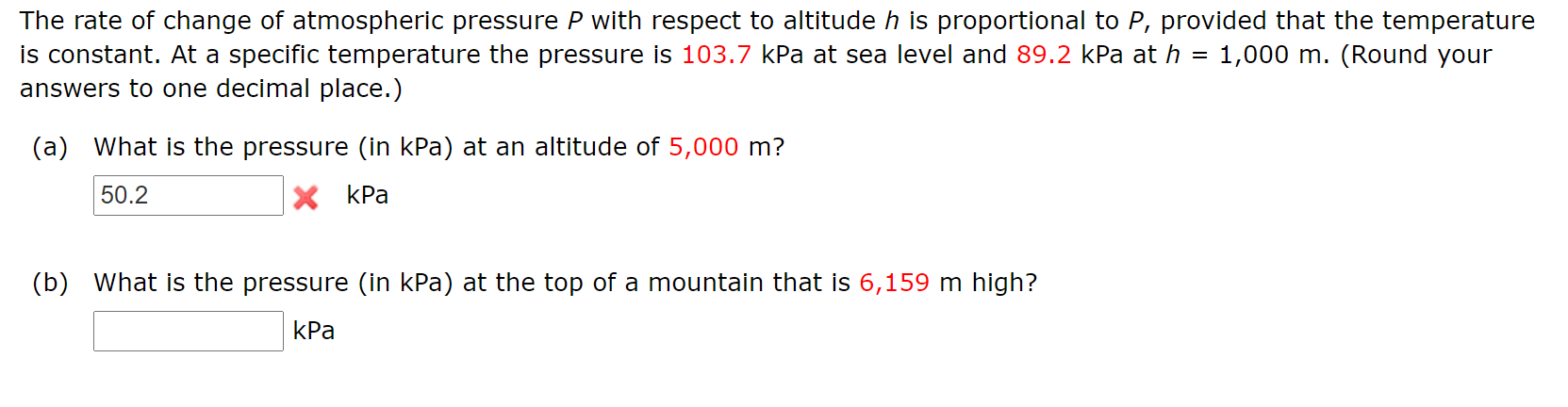 Solved The rate of change of atmospheric pressure P with | Chegg.com