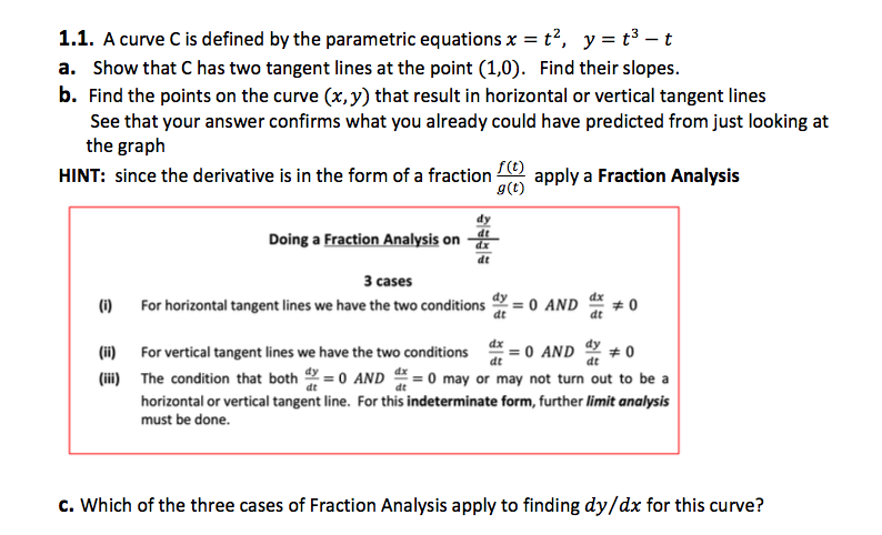Solved 1.1. A curve C is defined by the parametric equations | Chegg.com