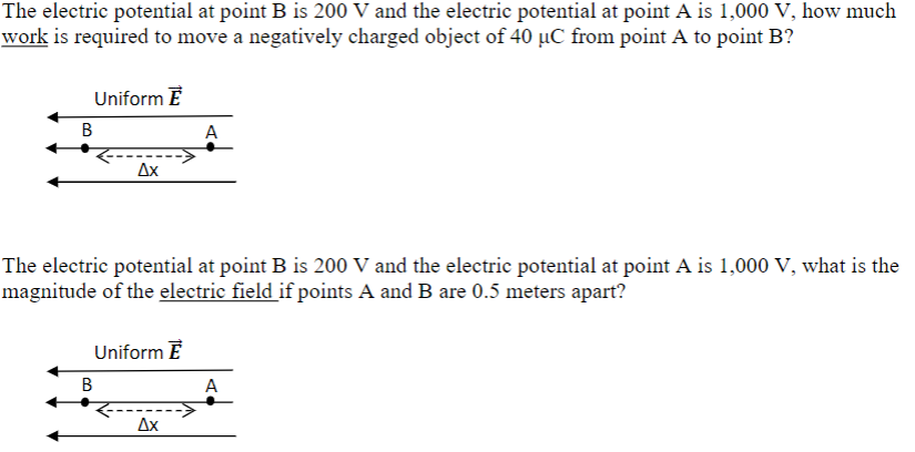 Solved The Electric Potential At Point B Is 200 V And The | Chegg.com