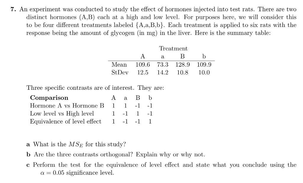 Solved An experiment was conducted to study the effect of | Chegg.com