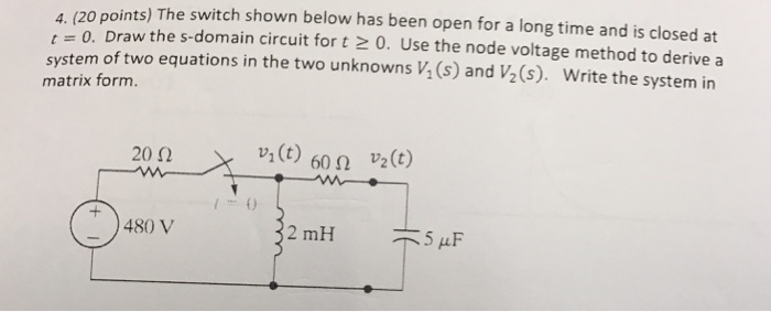 Solved The switch shown below has been open for a long time | Chegg.com