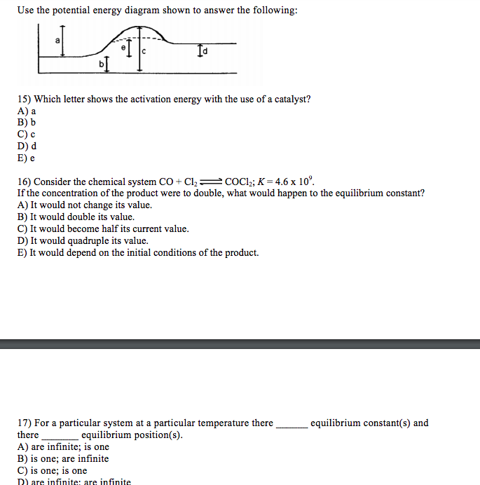 Solved Use the potential energy diagram shown to answer the | Chegg.com