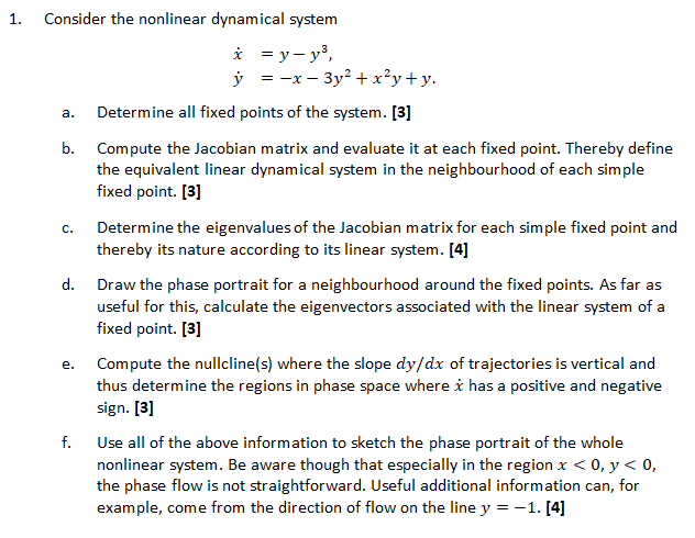 Solved Consider The Nonlinear Dynamical SystemConsider The | Chegg.com