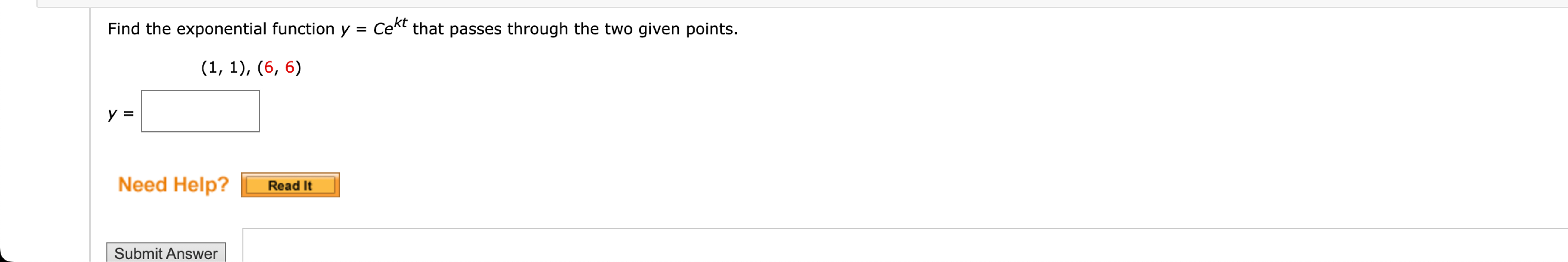 Cekt Solved Find the exponential function y=Cekt that passes | Chegg.com