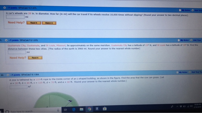 Solved 76 1 054 Find The Length S Of The Circular Arc