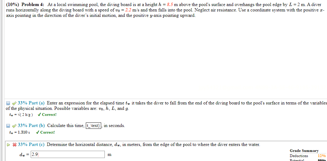 Solved (10\%) Problem 4: At a local swimming pool, the | Chegg.com