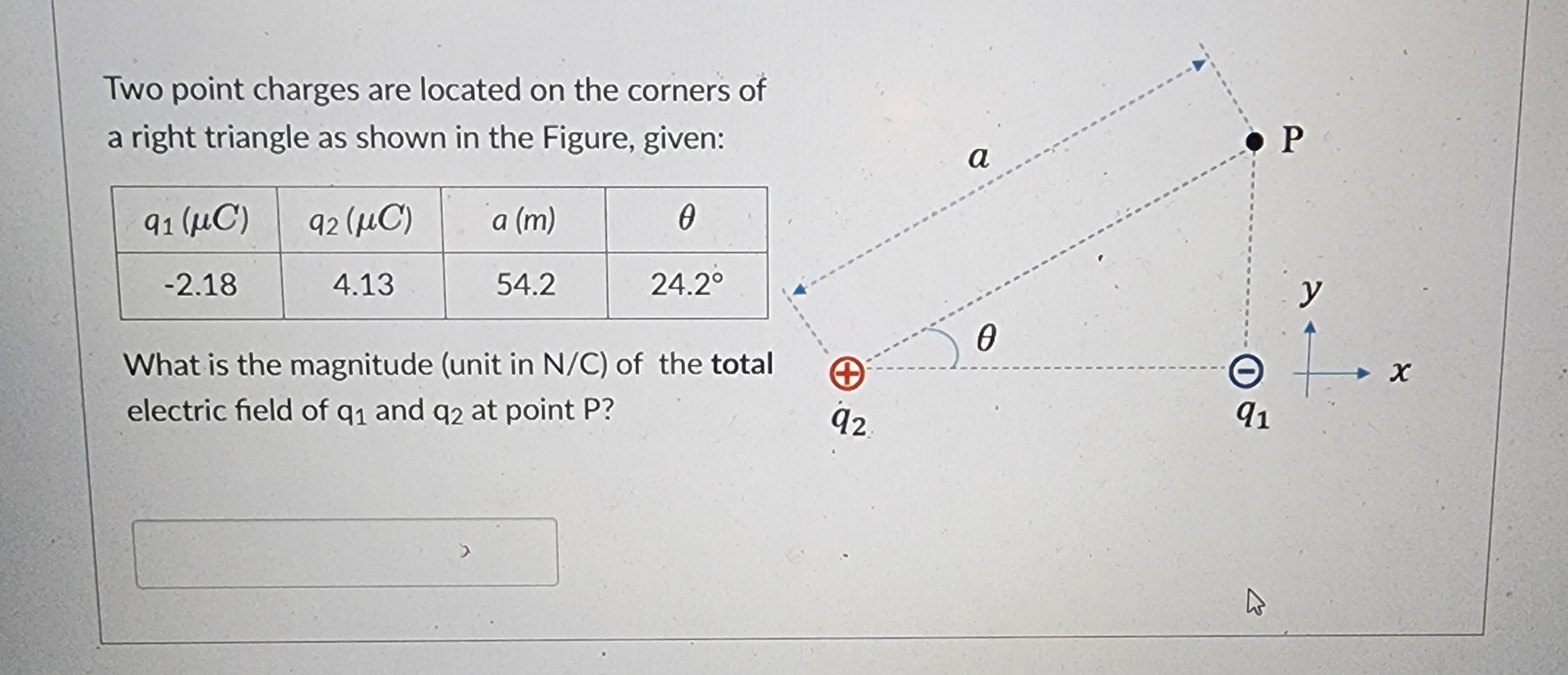 Solved Two point charges are located on the corners of a | Chegg.com