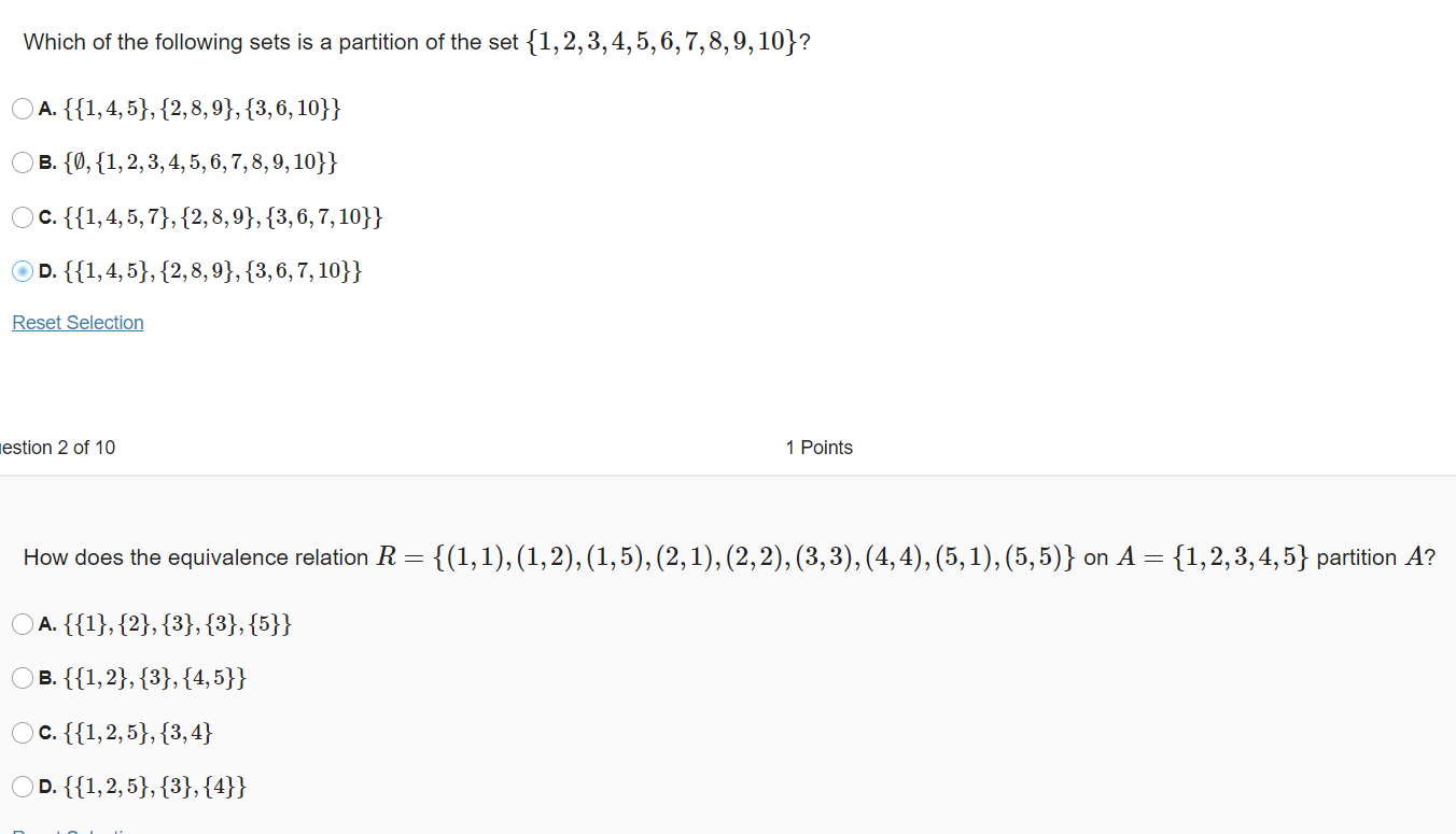 Solved Which of the following sets is a partition of the set | Chegg.com